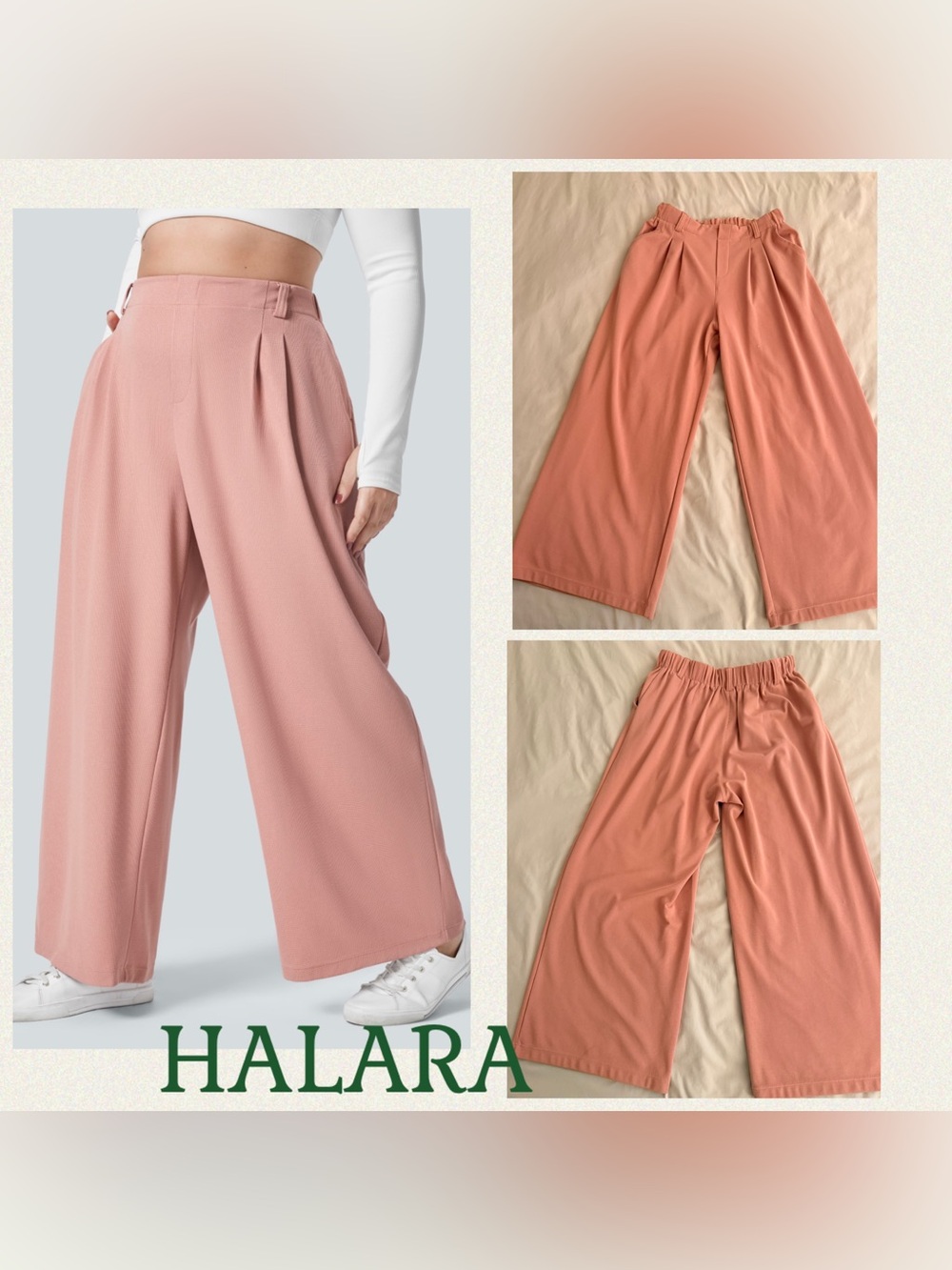 HALARA Wide Leg Women's Pants in Dusty Rose Pink size M Petite